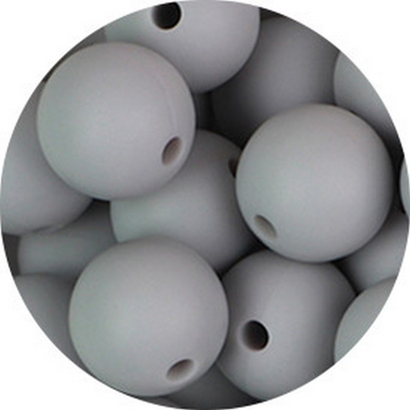 Lot de 10 perles en silicone gris clair de 9mm - idéales pour vos créations DIY - trou de 2mm.