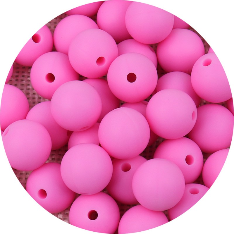 Lot de 10 perles en silicone rose de 9mm - Trou de 2mm - Qualité supérieure