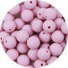 Lot de 10 perles en silicone rose clair de 9mm avec trou de 2mm