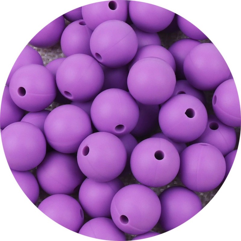 Lot de 10 perles en silicone violet de 9mm avec trou de 2mm - idéal pour vos créations !