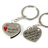 Porte-clés couple en métal argenté avec 2 cœurs Heart to You - 8cm x 3cm (1 paire)