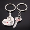 Porte-clés Couple en Métal Argenté avec Cœur et Clé I Love You - Lot de 2, Longueur 8cm