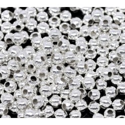 Lot de 100 perles en métal argenté brillant de 3mm avec un trou de 1mm - idéal pour vos créations DIY