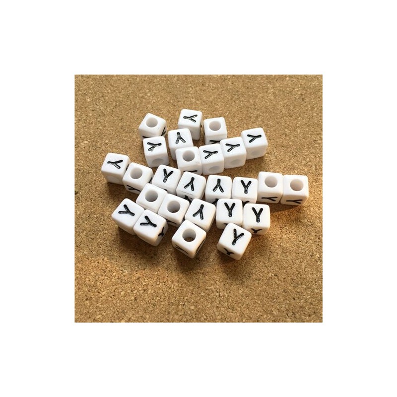 Perles Alphabet 8mm Blanc Cube en Acrylique - Choisissez votre Lettre et Quantité (10-100 pièces) - Trou de 