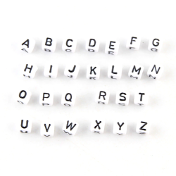 Perles Alphabet 6mm Blanc Cube en Acrylique - Choisissez Votre Lettre et Quantité (20-100 Pièces)