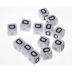 Lot de 2 perles acryliques blanches lettres alphabet 10mm avec trou de 4mm - choix de lettres incluant A-Z et