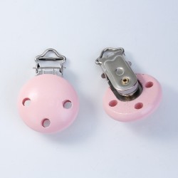 Pince à tétine en bois rose clair 3cm - Accessoire pratique et chic pour bébé
