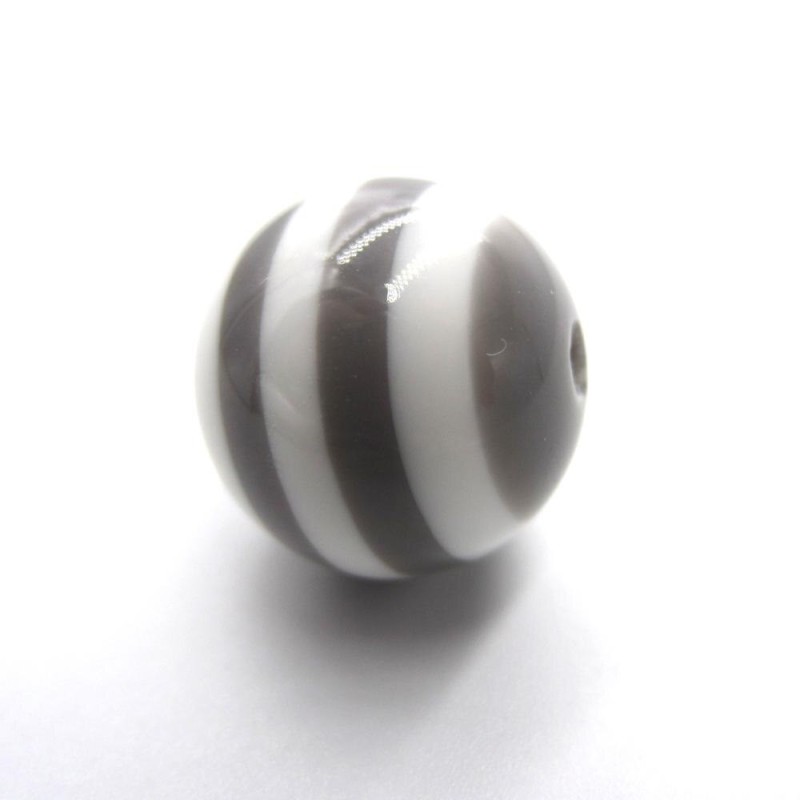 Lot de 30 perles rondes en acrylique rayé gris de 6mm avec trou de 1mm