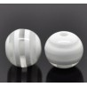 Lot de 30 perles rondes en acrylique rayé, blanc transparent - diamètre 6mm, trou de 1mm