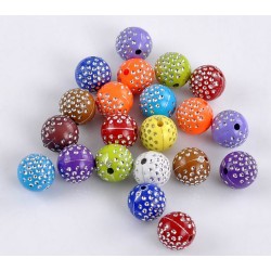 Lot de 10 perles acryliques argentées multi-pointes de 10mm, couleurs mixtes, avec un trou de 2mm - idéales 