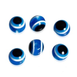 Lot de 20 perles acryliques œil bleu marine 5mm avec motif oeil turc - trou de 1mm inclus