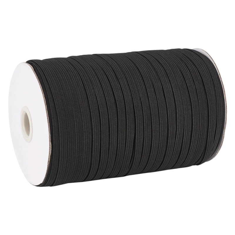Fil élastique plat noir 7mm en polyester - Rue de la Mercerie - Vendu au  mètre