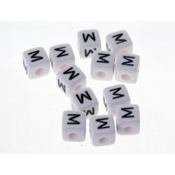 Ensemble de 5 lettres acryliques blanches de 10mm avec trou de 4mm - choix de lettres incluant A-Z et option p