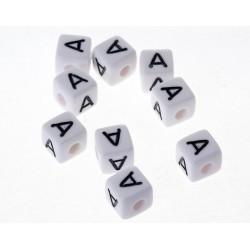 Ensemble de 10 lettres acryliques blanches de 10mm avec trou de 4mm - choix de lettres incluant A, idéal pour