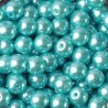 Lot de 20 perles en verre turquoise de 8mm avec trou de 1mm - Imitation de qualité supérieure