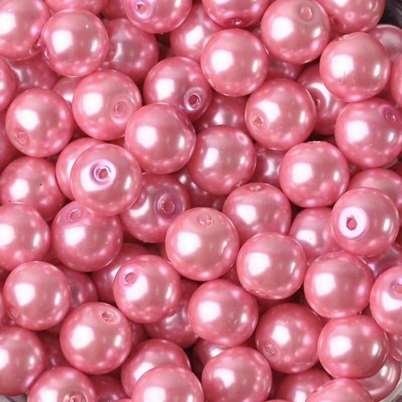 Lot de 20 perles en verre rose imitation de 8mm avec trou de 1mm - idéal pour vos créations DIY