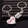 Porte-clés Love en métal argenté en forme de cœur et flèche - lot de 2, 11cm de long