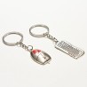 Porte-clés couple en métal argenté avec clavier et souris - 2 pièces, 10cm de longueur