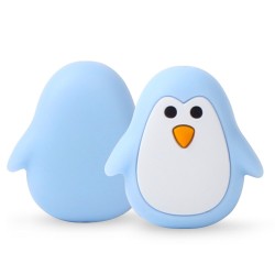 Perle en silicone Pingouin 26x25mm - Choix de couleurs - Trou de 2mm - Épaisseur de 10mm - Disponible en bleu