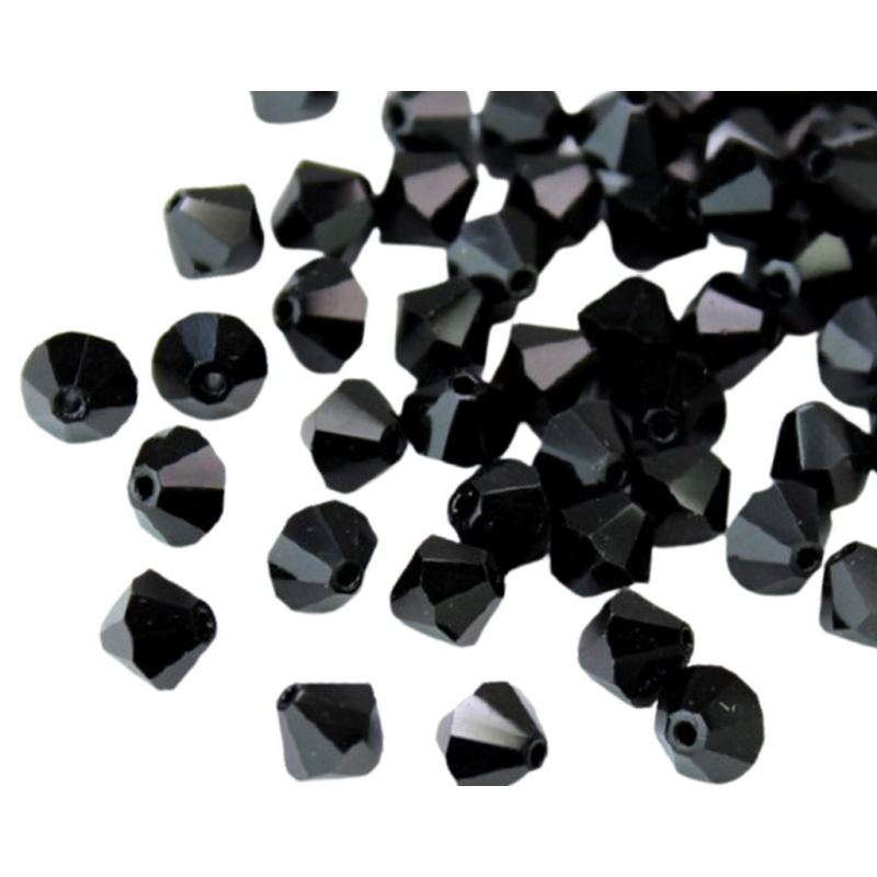 Lot de 20 perles noires 6x6mm en acrylique, idéales pour intercaler - trou de 1,2mm