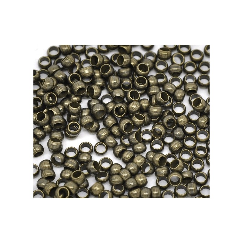 Lot de 100/200/500 perles à écraser 3mm en métal couleur bronze - Trou de 2mm - Idéal pour bijoux DIY