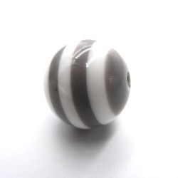 Lot de 20 perles rondes en acrylique rayé gris de 8mm avec trou de 1,5mm