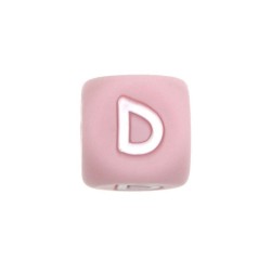Perles en silicone rose avec lettres alphabet 12mm - Quantité 1 pièce, trou de 2mm - Idéal pour la créatio
