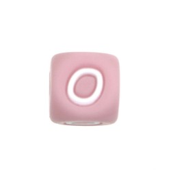 Perles en silicone rose avec lettres alphabet 12mm - Quantité 1 pièce, trou de 2mm - Idéal pour la créatio