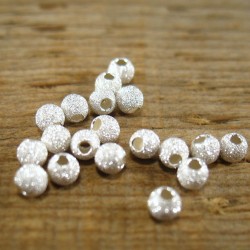 Lot de 25 perles Stardust 3mm plaquées argent - idéales pour vos créations - trou de 1mm