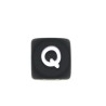 Perles en silicone noir avec lettres alphabet 12mm et trou de 2mm - Quantité 1 pièce
