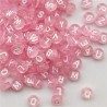 Lot de 100/200 perles acryliques alphabet rose transparent 7x4mm avec écriture blanche - choix de quantité
