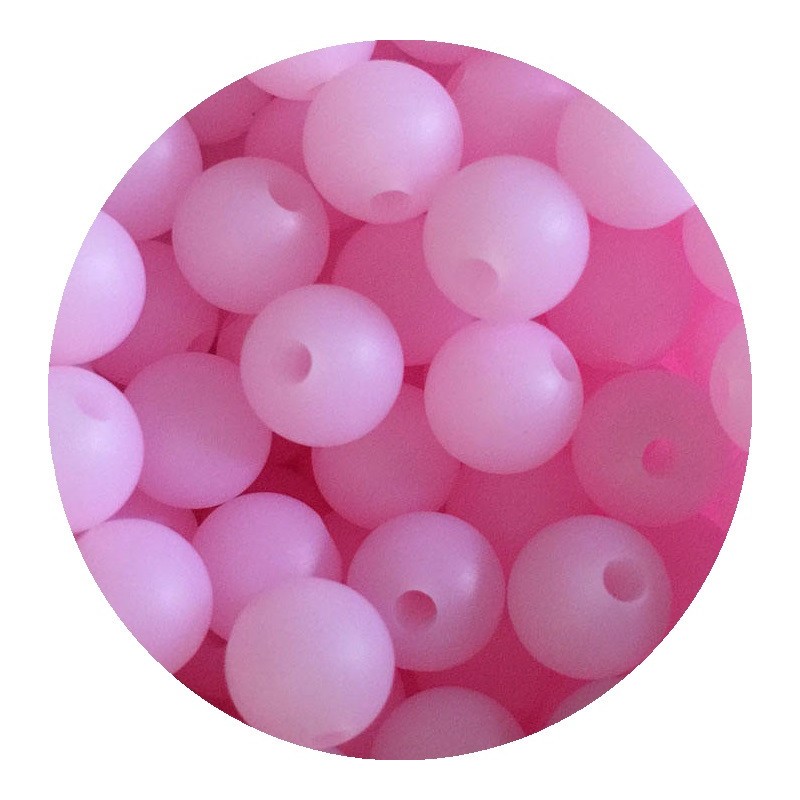 Lot de 10 perles en silicone rose givré de 9mm avec trou de 2mm - idéal pour vos créations !