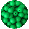 Lot de 5 perles en silicone vert herbe de 15mm avec trou de 2mm