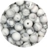 Lot de 5 perles en silicone marbré gris de 15mm avec trou de 2mm - idéales pour vos créations !