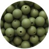 Lot de 10 perles en silicone vert kaki de 9mm avec trou de 2mm
