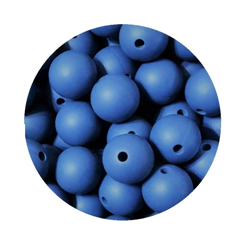 Lot de 10 perles en silicone bleu ardoise de 9mm avec trou de 2mm