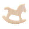 Anneau de dentition en bois naturel pour bébé - Cheval à bascule - 70x65mm - épaisseur 10mm