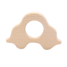 Anneau de dentition en bois naturel pour bébé - modèle voiture 75x55mm avec trou de 25mm - épaisseur 10mm 