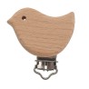 Pince à tétine en bois naturel avec motif oiseau - 4,2cm x 2,9cm - Quantité: 1 pièce