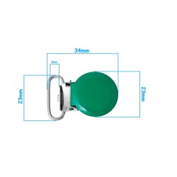 Attache-tétine en métal vert de 3,4cm - Diamètre 23mm, longueur 34mm - Quantité 1 pièce