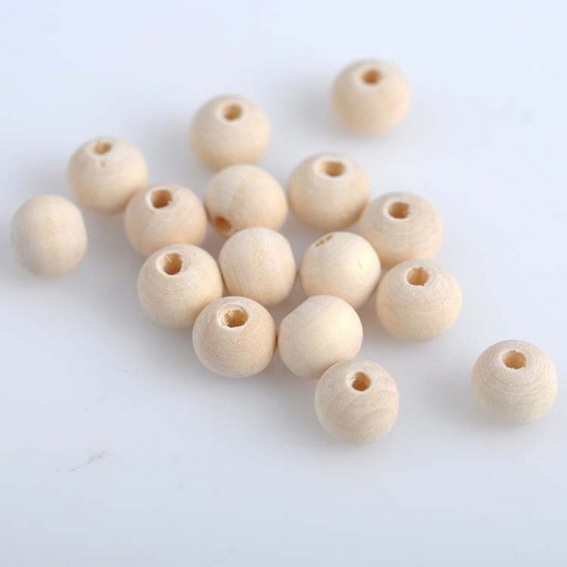 50 Perles en Bois 5mm Couleur Naturel