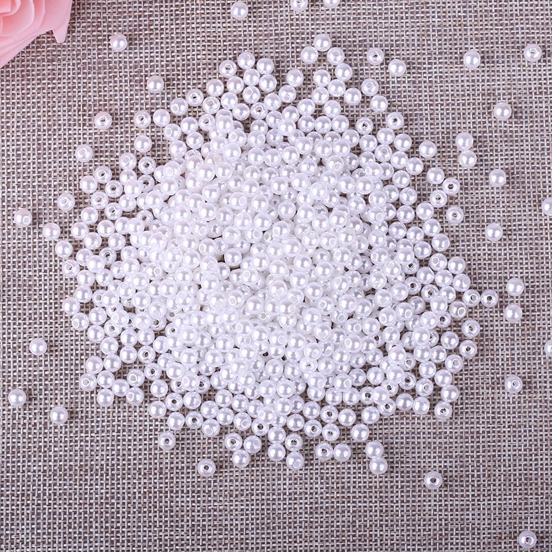 Lot de 50 perles acryliques blanches 5mm avec effet brillant - trou de 1mm inclus