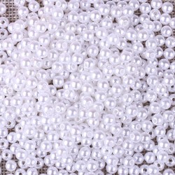 Lot de 50 perles acryliques blanches 5mm avec effet brillant - trou de 1mm inclus