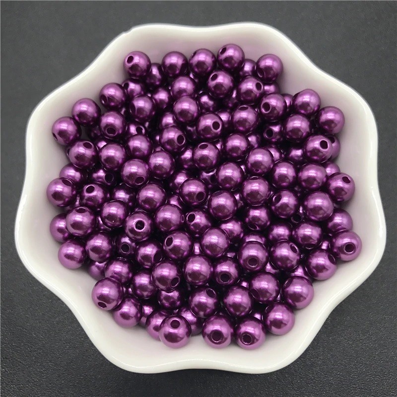 50 Perles 4mm Violet Foncé imitation Brillant