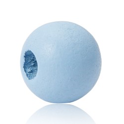 Lot de 20 perles en bois bleu clair 10mm avec trou 3mm pour DIY - Qualité supérieure