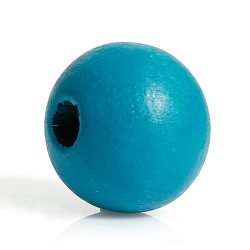 Lot de 20 perles en bois bleu paon 10mm avec trou 3mm pour DIY - Qualité supérieure