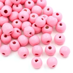 Lot de 20 perles en bois rose 10mm avec trou 3mm pour DIY - Qualité supérieure
