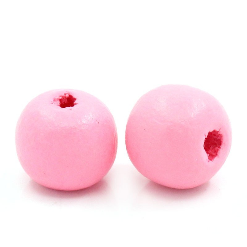Lot de 20 perles en bois rose 10mm avec trou 3mm pour DIY - Qualité supérieure