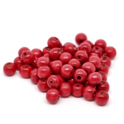 Lot de 20 perles en bois rouge 10mm avec trou 3mm pour DIY - Qualité supérieure