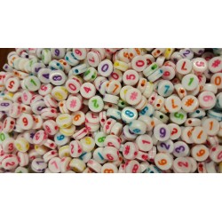 Lot de perles en acrylique blanc avec chiffres aléatoires - 50/100/200 pièces de 7mm pour bijoux DIY